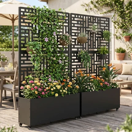 Jardinera elevada multifuncional de metal galvanizado